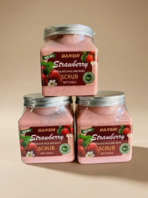 Hanshi Strawberry Exfoliate Face and Body Scrub 3 Pack (350ml each (3-pack))
